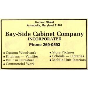Bay-Side Cabinet Company Incorporated Hudson St Annapolis MD 1975 Ad SAH7-S61
